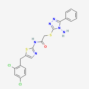 molecular formula C20H16Cl2N6OS2 B3019484 2-[(4-amino-5-phenyl-1,2,4-triazol-3-yl)sulfanyl]-N-[5-[(2,4-dichlorophenyl)methyl]-1,3-thiazol-2-yl]acetamide CAS No. 848735-62-6