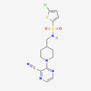 molecular formula C15H16ClN5O2S2 B3019488 5-chloro-N-((1-(3-cyanopyrazin-2-yl)piperidin-4-yl)methyl)thiophene-2-sulfonamide CAS No. 1797956-34-3