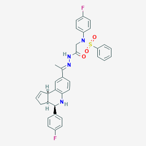 molecular formula C34H30F2N4O3S B301949 N-(4-fluorophenyl)-N-[2-(2-{1-[4-(4-fluorophenyl)-3a,4,5,9b-tetrahydro-3H-cyclopenta[c]quinolin-8-yl]ethylidene}hydrazino)-2-oxoethyl]benzenesulfonamide 