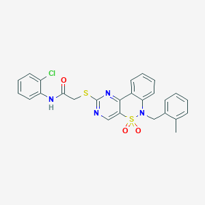 N-(2-chlorophenyl)-2-({9-[(2-methylphenyl)methyl]-8,8-dioxo-8lambda6-thia-3,5,9-triazatricyclo[8.4.0.0^{2,7}]tetradeca-1(14),2(7),3,5,10,12-hexaen-4-yl}sulfanyl)acetamide