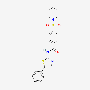 molecular formula C21H21N3O3S2 B3019513 N-(5-phenylthiazol-2-yl)-4-(piperidin-1-ylsulfonyl)benzamide CAS No. 361172-97-6