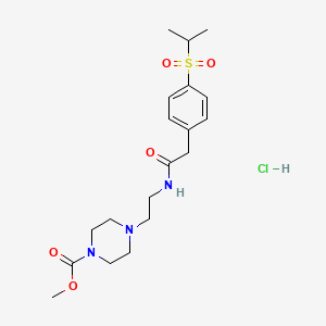 molecular formula C19H30ClN3O5S B3019516 Methyl 4-(2-(2-(4-(isopropylsulfonyl)phenyl)acetamido)ethyl)piperazine-1-carboxylate hydrochloride CAS No. 1351611-90-9