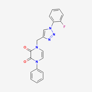 molecular formula C19H14FN5O2 B3019534 1-[[1-(2-Fluorophenyl)triazol-4-yl]methyl]-4-phenylpyrazine-2,3-dione CAS No. 2380069-82-7