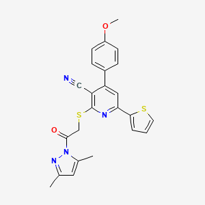 2-{[2-(3,5-dimethyl-1H-pyrazol-1-yl)-2-oxoethyl]sulfanyl}-4-(4-methoxyphenyl)-6-(2-thienyl)nicotinonitrile