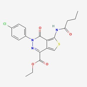 molecular formula C19H18ClN3O4S B3019560 Ethyl 5-(butanoylamino)-3-(4-chlorophenyl)-4-oxothieno[3,4-d]pyridazine-1-carboxylate CAS No. 851950-00-0
