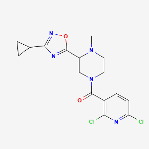 molecular formula C16H17Cl2N5O2 B3019562 [3-(3-Cyclopropyl-1,2,4-oxadiazol-5-yl)-4-methylpiperazin-1-yl]-(2,6-dichloropyridin-3-yl)methanone CAS No. 2224084-74-4