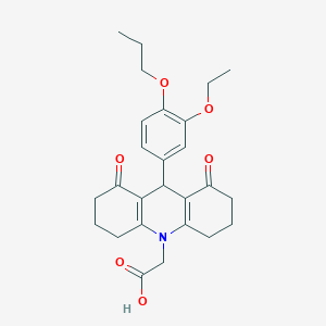 molecular formula C26H31NO6 B301958 [9-(3-Ethoxy-4-propoxy-phenyl)-1,8-dioxo-2,3,4,5,6,7,8,9-octahydro-1H-acridin-10-yl]-acetic acid 