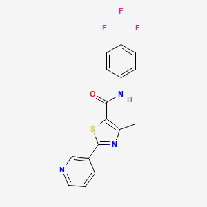 molecular formula C17H12F3N3OS B3019587 4-methyl-2-(3-pyridinyl)-N-[4-(trifluoromethyl)phenyl]-1,3-thiazole-5-carboxamide CAS No. 321430-10-8