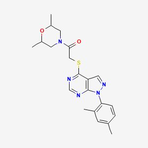 molecular formula C21H25N5O2S B3019589 1-(2,6-dimethylmorpholino)-2-((1-(2,4-dimethylphenyl)-1H-pyrazolo[3,4-d]pyrimidin-4-yl)thio)ethanone CAS No. 893931-37-8