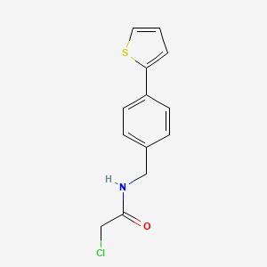 molecular formula C13H12ClNOS B3019593 2-Chloro-N-[(4-thiophen-2-ylphenyl)methyl]acetamide CAS No. 2411256-47-6