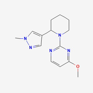 molecular formula C14H19N5O B3019595 4-Methoxy-2-[2-(1-methylpyrazol-4-yl)piperidin-1-yl]pyrimidine CAS No. 2380169-15-1