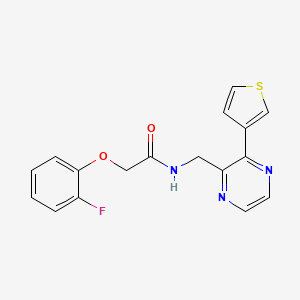molecular formula C17H14FN3O2S B3019598 2-(2-fluorophenoxy)-N-((3-(thiophen-3-yl)pyrazin-2-yl)methyl)acetamide CAS No. 2034537-90-9