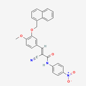 molecular formula C28H21N3O5 B3019611 (E)-2-cyano-3-[4-methoxy-3-(naphthalen-1-ylmethoxy)phenyl]-N-(4-nitrophenyl)prop-2-enamide CAS No. 522655-45-4