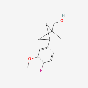 molecular formula C13H15FO2 B3019612 [3-(4-Fluoro-3-methoxyphenyl)-1-bicyclo[1.1.1]pentanyl]methanol CAS No. 2287281-92-7