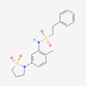 molecular formula C18H22N2O4S2 B3019626 N-(5-(1,1-dioxidoisothiazolidin-2-yl)-2-methylphenyl)-2-phenylethanesulfonamide CAS No. 946260-63-5
