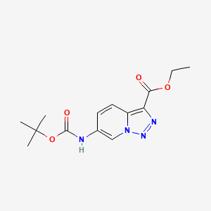 molecular formula C14H18N4O4 B3019631 Ethyl 6-((tert-butoxycarbonyl)amino)-[1,2,3]triazolo[1,5-A]pyridine-3-carboxylate CAS No. 2007909-99-9