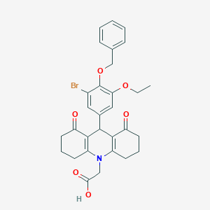 molecular formula C30H30BrNO6 B301964 (9-[4-(benzyloxy)-3-bromo-5-ethoxyphenyl]-1,8-dioxo-2,3,4,5,6,7,8,9-octahydro-10(1H)-acridinyl)acetic acid 