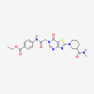 molecular formula C23H26N6O5S B3019663 Ethyl 4-[(4-chloro-2,5-dimethoxyphenyl)amino]-7-methyl-1,8-naphthyridine-3-carboxylate CAS No. 1115982-81-4