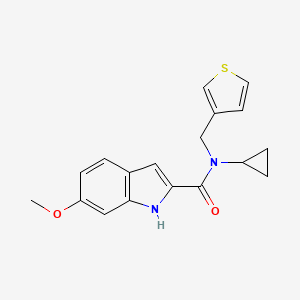 molecular formula C18H18N2O2S B3019669 N-cyclopropyl-6-methoxy-N-(thiophen-3-ylmethyl)-1H-indole-2-carboxamide CAS No. 1797871-86-3