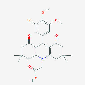 (9-(3-bromo-4,5-dimethoxyphenyl)-3,3,6,6-tetramethyl-1,8-dioxo-2,3,4,5,6,7,8,9-octahydro-10(1H)-acridinyl)acetic acid