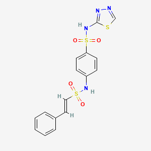 molecular formula C16H14N4O4S3 B3019671 4-[[(E)-2-Phenylethenyl]sulfonylamino]-N-(1,3,4-thiadiazol-2-yl)benzenesulfonamide CAS No. 1445770-32-0