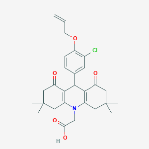 molecular formula C28H32ClNO5 B301968 (9-[4-(allyloxy)-3-chlorophenyl]-3,3,6,6-tetramethyl-1,8-dioxo-2,3,4,5,6,7,8,9-octahydro-10(1H)-acridinyl)acetic acid 