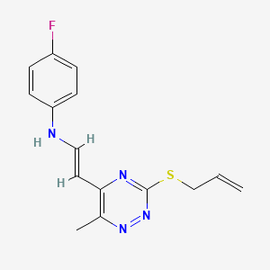 molecular formula C15H15FN4S B3019682 N-(2-(3-(Allylsulfanyl)-6-methyl-1,2,4-triazin-5-yl)vinyl)-4-fluoroaniline CAS No. 477865-95-5