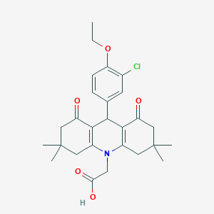 molecular formula C27H32ClNO5 B301969 [9-(3-chloro-4-ethoxyphenyl)-3,3,6,6-tetramethyl-1,8-dioxo-2,3,4,5,6,7,8,9-octahydroacridin-10(1H)-yl]acetic acid 