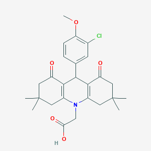 (9-(3-chloro-4-methoxyphenyl)-3,3,6,6-tetramethyl-1,8-dioxo-2,3,4,5,6,7,8,9-octahydro-10(1H)-acridinyl)acetic acid