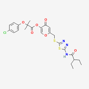 molecular formula C24H26ClN3O6S2 B3019703 6-(((5-(2-ethylbutanamido)-1,3,4-thiadiazol-2-yl)thio)methyl)-4-oxo-4H-pyran-3-yl 2-(4-chlorophenoxy)-2-methylpropanoate CAS No. 877642-09-6