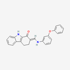 molecular formula C25H20N2O2 B3019704 2-[(E)-(3-phenoxyanilino)methylidene]-2,3,4,9-tetrahydro-1H-carbazol-1-one CAS No. 860612-40-4