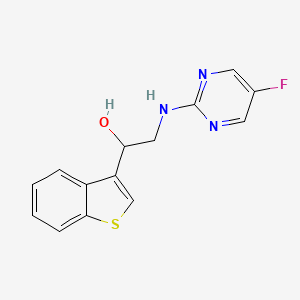 molecular formula C14H12FN3OS B3019707 1-(1-Benzothiophen-3-yl)-2-[(5-fluoropyrimidin-2-yl)amino]ethanol CAS No. 2379984-09-3