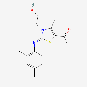 molecular formula C16H20N2O2S B3019713 (Z)-1-(2-((2,4-dimethylphenyl)imino)-3-(2-hydroxyethyl)-4-methyl-2,3-dihydrothiazol-5-yl)ethanone CAS No. 905764-08-1