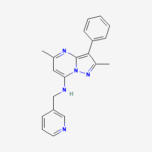 molecular formula C20H19N5 B3019716 2,5-二甲基-3-苯基-N-(吡啶-3-基甲基)吡唑并[1,5-a]嘧啶-7-胺 CAS No. 850750-71-9