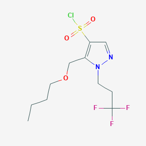 molecular formula C11H16ClF3N2O3S B3019729 5-(butoxymethyl)-1-(3,3,3-trifluoropropyl)-1H-pyrazole-4-sulfonyl chloride CAS No. 1856102-30-1