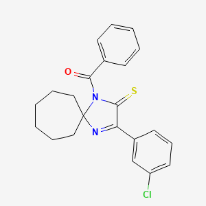 molecular formula C22H21ClN2OS B3019736 1-Benzoyl-3-(3-chlorophenyl)-1,4-diazaspiro[4.6]undec-3-ene-2-thione CAS No. 1224001-69-7