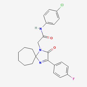molecular formula C23H23ClFN3O2 B3019739 N-(4-chlorophenyl)-2-(3-(4-fluorophenyl)-2-oxo-1,4-diazaspiro[4.6]undec-3-en-1-yl)acetamide CAS No. 872206-21-8