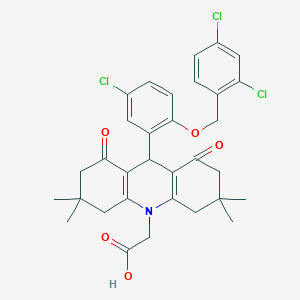 molecular formula C32H32Cl3NO5 B301974 [9-{5-chloro-2-[(2,4-dichlorobenzyl)oxy]phenyl}-3,3,6,6-tetramethyl-1,8-dioxo-2,3,4,5,6,7,8,9-octahydroacridin-10(1H)-yl]acetic acid 