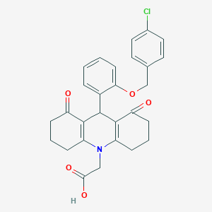 molecular formula C28H26ClNO5 B301975 (9-{2-[(4-chlorobenzyl)oxy]phenyl}-1,8-dioxo-2,3,4,5,6,7,8,9-octahydro-10(1H)-acridinyl)acetic acid 