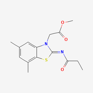 Methyl 2-(5,7-dimethyl-2-propanoylimino-1,3-benzothiazol-3-yl)acetate