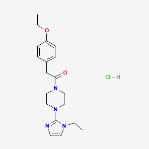 molecular formula C19H27ClN4O2 B3019754 2-(4-ethoxyphenyl)-1-(4-(1-ethyl-1H-imidazol-2-yl)piperazin-1-yl)ethanone hydrochloride CAS No. 1189712-88-6
