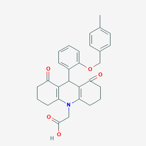 molecular formula C29H29NO5 B301976 2-[9-[2-[(4-methylphenyl)methoxy]phenyl]-1,8-dioxo-3,4,5,6,7,9-hexahydro-2H-acridin-10-yl]acetic acid 