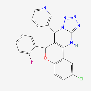 B3019787 2-chloro-6-(2-fluorophenyl)-7-(pyridin-3-yl)-7,12-dihydro-6H-chromeno[4,3-d]tetrazolo[1,5-a]pyrimidine CAS No. 923147-75-5
