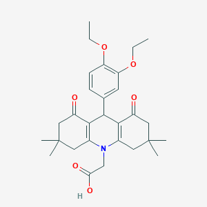 (9-(3,4-diethoxyphenyl)-3,3,6,6-tetramethyl-1,8-dioxo-2,3,4,5,6,7,8,9-octahydro-10(1H)-acridinyl)acetic acid