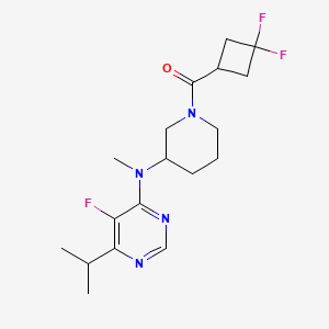 molecular formula C18H25F3N4O B3019790 (3,3-Difluorocyclobutyl)-[3-[(5-fluoro-6-propan-2-ylpyrimidin-4-yl)-methylamino]piperidin-1-yl]methanone CAS No. 2415562-10-4