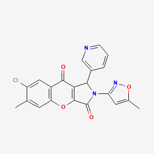 B3019791 7-Chloro-6-methyl-2-(5-methylisoxazol-3-yl)-1-(pyridin-3-yl)-1,2-dihydrochromeno[2,3-c]pyrrole-3,9-dione CAS No. 874395-76-3