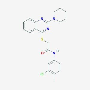 B3019792 N-(3-chloro-4-methylphenyl)-2-((2-(piperidin-1-yl)quinazolin-4-yl)thio)acetamide CAS No. 1115407-62-9