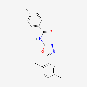 molecular formula C18H17N3O2 B3019825 N-(5-(2,5-dimethylphenyl)-1,3,4-oxadiazol-2-yl)-4-methylbenzamide CAS No. 891116-71-5