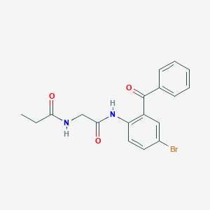molecular formula C18H17BrN2O3 B3019828 N-[2-(2-benzoyl-4-bromoanilino)-2-oxoethyl]propanamide CAS No. 313274-73-6
