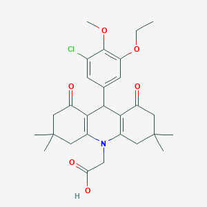 molecular formula C28H34ClNO6 B301983 (9-(3-chloro-5-ethoxy-4-methoxyphenyl)-3,3,6,6-tetramethyl-1,8-dioxo-2,3,4,5,6,7,8,9-octahydro-10(1H)-acridinyl)acetic acid 